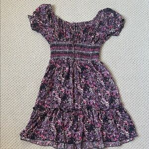 Floral Bebe Dress in Purple and Pink